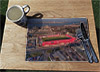 Wooden cork placemat showing Aerial Photograph of Ebbsfleet United - Stonebridge Road