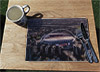 Wooden cork placemat showing Aerial Photograph of England - Wembley