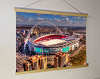 A 62cm / 24.4" poster hanger with 18x24" landscape print showing Aerial Photograph of England - Wembley