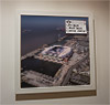 Premium Framed Cork Pin Board showing Aerial Photograph of Everton - Everton Stadium