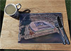 Wooden cork placemat showing Aerial Photograph of Everton - Everton Stadium