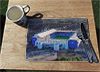 Wooden cork placemat showing Aerial Photograph of Everton - Goodison Park