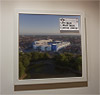 Premium Framed Cork Pin Board showing Aerial Photograph of Everton - Goodison Park