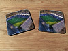 Cork drink coaster showing Aerial Photograph of Falkirk - Falkirk Stadium