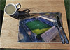 Wooden cork placemat showing Aerial Photograph of Falkirk - Falkirk Stadium