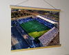 A 62cm / 24.4" poster hanger with 18x24" landscape print showing Aerial Photograph of Falkirk - Falkirk Stadium