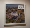 Premium Framed Cork Pin Board showing Aerial Photograph of Falkirk - Falkirk Stadium