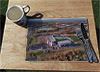 Wooden cork placemat showing Aerial Photograph of Falkirk - Falkirk Stadium