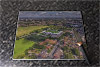 Rectangular glass cuttingboard showing Aerial Photograph of FC United of Manchester - Broadhurst Park