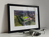 Classic Mounted and Framed Fine Art Print showing Aerial Photograph of FC United of Manchester - Broadhurst Park