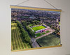 A 62cm / 24.4" poster hanger with 18x24" landscape print showing Aerial Photograph of FC United of Manchester - Broadhurst Park