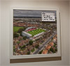Premium Framed Cork Pin Board showing Aerial Photograph of Fleetwood Town - Highbury Stadium