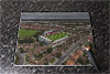 Rectangular glass cuttingboard showing Aerial Photograph of Fleetwood Town - Highbury Stadium