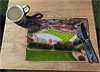 Wooden cork placemat showing Aerial Photograph of Fleetwood Town - Highbury Stadium