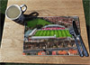 Wooden cork placemat showing Aerial Photograph of Fleetwood Town - Highbury Stadium
