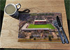 Wooden cork placemat showing Aerial Photograph of Grimsby Town - Blundell Park