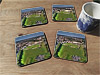 Cork drink coaster showing Aerial Photograph of Havant & Waterlooville - Draper Tools Community Stadium
