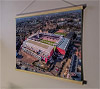 A 62cm / 24.4" poster hanger with 18x24" landscape print showing Aerial Photograph of Heart of Midlothian - Tynecastle