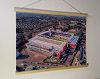 A 62cm / 24.4" poster hanger with 18x24" landscape print showing Aerial Photograph of Heart of Midlothian - Tynecastle