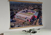 A 62cm / 24.4" poster hanger with 18x24" landscape print showing Aerial Photograph of Heart of Midlothian - Tynecastle