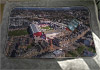 Large white fleece Blanket showing Aerial Photograph of Heart of Midlothian - Tynecastle