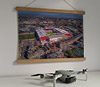 42cm / 16.5" poster hanger with 12x16" landscape print showing Aerial Photograph of Heart of Midlothian - Tynecastle