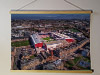 A 62cm / 24.4" poster hanger with 18x24" landscape print showing Aerial Photograph of Heart of Midlothian - Tynecastle