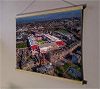A 62cm / 24.4" poster hanger with 18x24" landscape print showing Aerial Photograph of Heart of Midlothian - Tynecastle