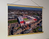 A 62cm / 24.4" poster hanger with 18x24" landscape print showing Aerial Photograph of Heart of Midlothian - Tynecastle