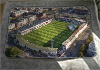 Large white fleece Blanket showing Aerial Photograph of Hereford United - Edgar Street