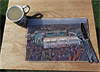 Wooden cork placemat showing Aerial Photograph of Hibernian - Easter Road
