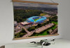 A 62cm / 24.4" poster hanger with 18x24" landscape print showing Aerial Photograph of Huddersfield Town - The John Smith's Stadium