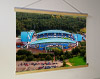 A 62cm / 24.4" poster hanger with 18x24" landscape print showing Aerial Photograph of Huddersfield Town - The John Smith's Stadium