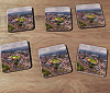 Cork drink coaster showing Aerial Photograph of Kidderminster Harriers - Aggborough Stadium