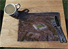 Wooden cork placemat showing Aerial Photograph of Kilmarnock - Rugby Park