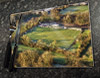 Wooden cork placemat showing Aerial Photograph of Leatherhead - Fetcham Grove