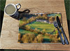 Wooden cork placemat showing Aerial Photograph of Leatherhead - Fetcham Grove