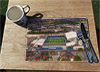 Wooden cork placemat showing Aerial Photograph of Leeds United - Elland Road
