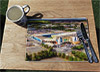 Wooden cork placemat showing Aerial Photograph of Leeds United - Elland Road