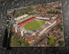 Wooden cork placemat showing Aerial Photograph of Leyton Orient - Brisbane Road