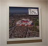 Premium Framed Cork Pin Board showing Aerial Photograph of Liverpool - Anfield