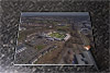 Rectangular glass cuttingboard showing Aerial Photograph of Livingston - Almondvale Stadium