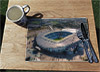 Wooden cork placemat showing Aerial Photograph of Manchester City - Etihad Stadium