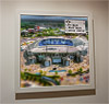 Premium Framed Cork Pin Board showing Aerial Photograph of Manchester City - Etihad Stadium