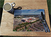 Wooden cork placemat showing Aerial Photograph of Manchester United - Old Trafford