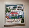 Premium Framed Cork Pin Board showing Aerial Photograph of Manchester United - Old Trafford