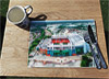 Wooden cork placemat showing Aerial Photograph of Manchester United - Old Trafford