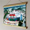 42cm / 16.5" poster hanger with 12x16" landscape print showing Aerial Photograph of Manchester United - Old Trafford