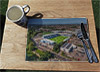 Wooden cork placemat showing Aerial Photograph of Mansfield Town - Field Mill