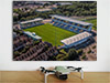 Fine Art Poster showing Aerial Photograph of Mansfield Town - Field Mill Fine Art Poster showing Aerial Photograph of Mansfield Town - Field Mill